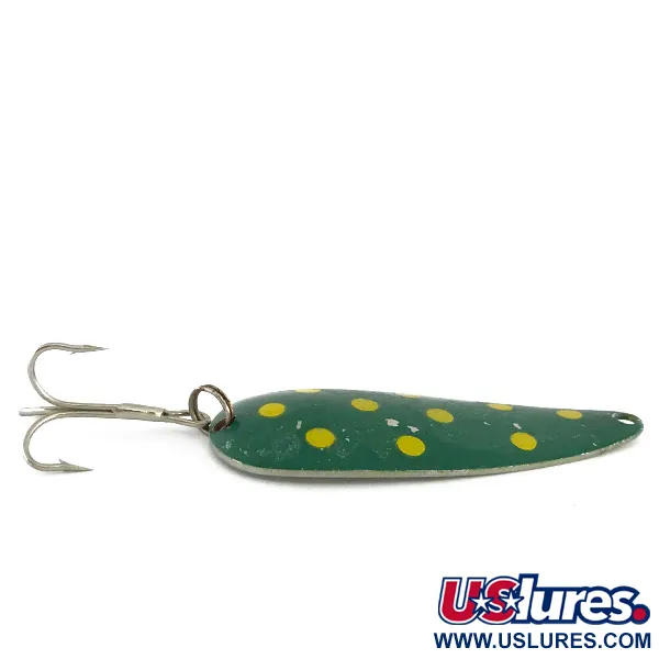 Vintage  Worth Chippewa Steel Spoon, 3/5oz Green / Yellow / Nickel fishing spoon #8211