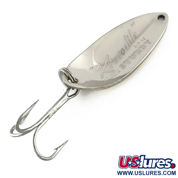 Vintage  Luhr Jensen Krocodile Stubby, 1/2oz Nickel / Blue fishing spoon #8232