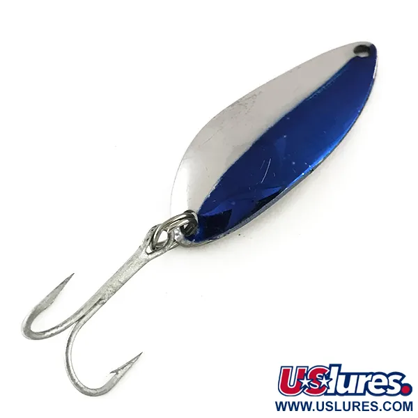 Vintage  Luhr Jensen Krocodile Stubby, 1/2oz Nickel / Blue fishing spoon #8232