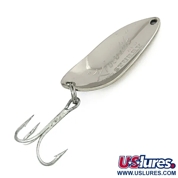 Vintage  Luhr Jensen Krocodile Stubby, 1/2oz Nickel / Blue fishing spoon #8233