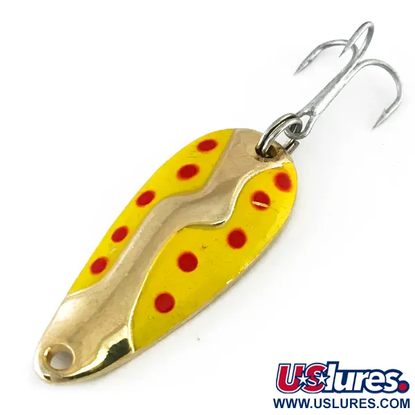 Vintage  Acme Kamlooper, 2/5oz Yellow / Red / Nickel / Gold fishing spoon #8242