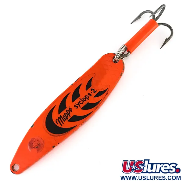 Vintage   Mepps Syclops 2 UV, 3/5oz Orange / Black fishing spoon #8247