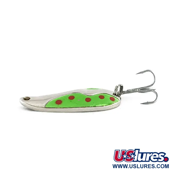 Vintage  Acme Kamlooper, 2/5oz Nickel / Green / Red fishing spoon #8253