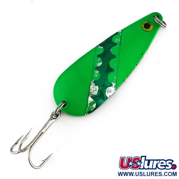 Vintage   Moriyama, 1oz Green / Nickel fishing spoon #8263