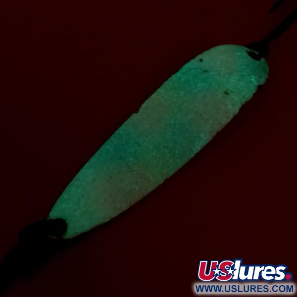 Vintage  Luhr Jensen Krocodile Die #5 Glow, 1oz Pearl (Pearl) / Red Stickers with Hologram fishing spoon #8266