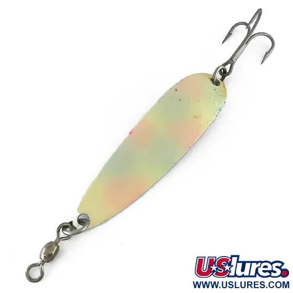 Vintage  Luhr Jensen Krocodile Die #5 Glow, 1oz Pearl (Pearl) / Red Stickers with Hologram fishing spoon #8266