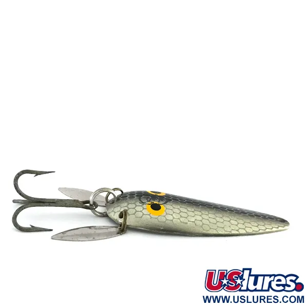 Vintage  Eppinger Dardevle Dardevlet Klicker, 3/4oz Gray Scale / Yellow Eyes fishing spoon #8269