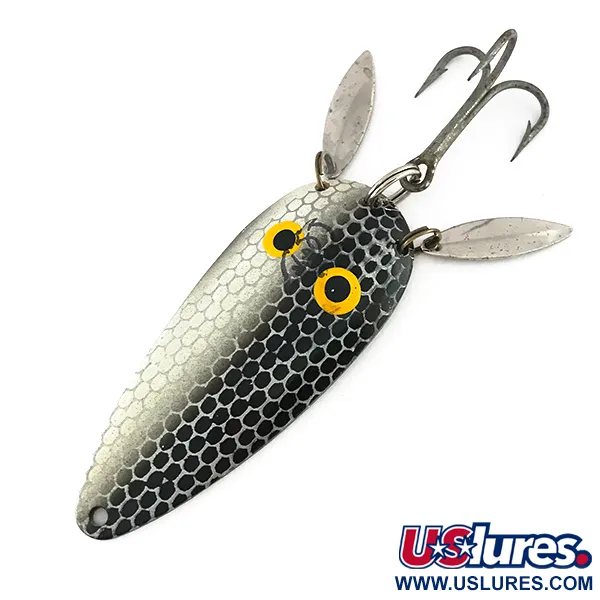 Vintage  Eppinger Dardevle Dardevlet Klicker, 3/4oz Gray Scale / Yellow Eyes fishing spoon #8269