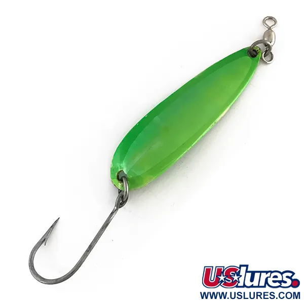 Vintage  Luhr Jensen Krocodile Die #5 UV, 1oz Green fishing spoon #8270