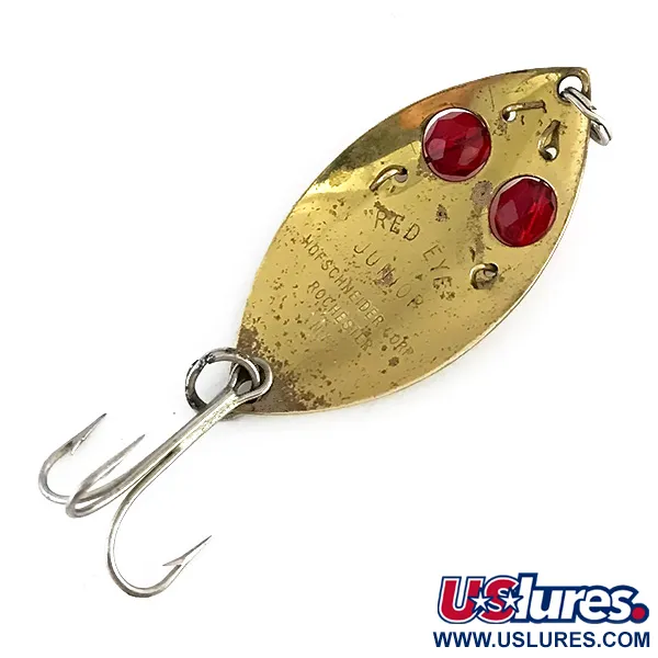 Vintage  Hofmann’s Lures  Red Eye junior, 2/5oz Brass / Red fishing spoon #8275