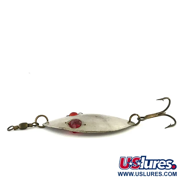 Vintage  Hofschneider Red Eye Wiggler, 1oz Steel Color (Made from Solid Brass) fishing spoon #8285