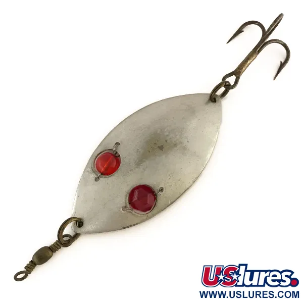 Vintage  Hofschneider Red Eye Wiggler, 1oz Steel Color (Made from Solid Brass) fishing spoon #8285