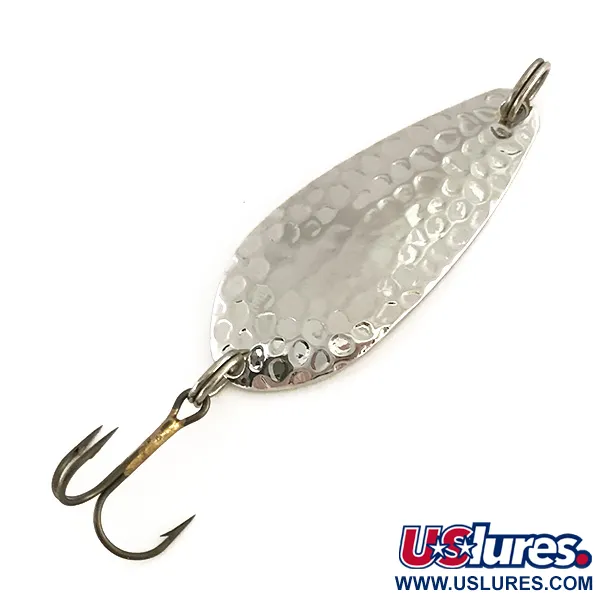 Vintage   Blue Fox Strobe Tear Drop Spoon, 2/5oz Hammered Nickel fishing spoon #8286