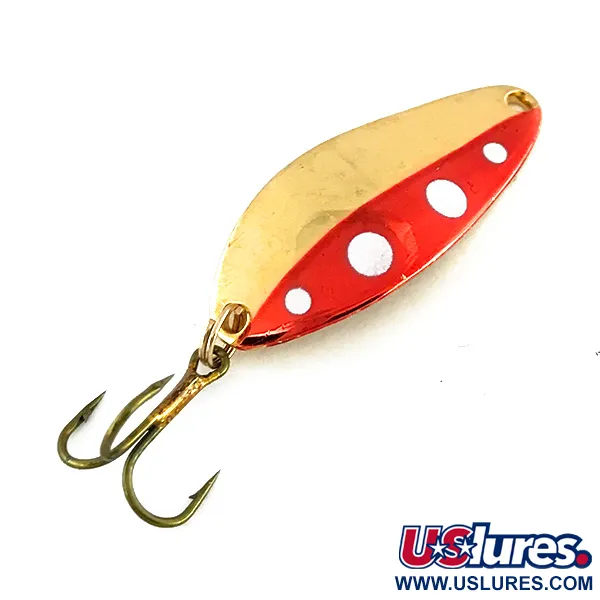 Vintage  Seneca Little Cleo, 1/4oz Gold / Red / White fishing spoon #8314