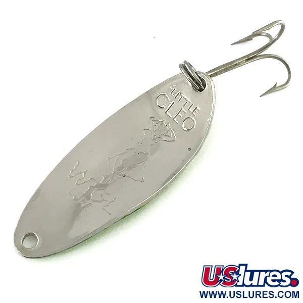 Vintage  Seneca Little Cleo (Hula Girl) UV, 1/3oz Nickel / Green fishing spoon #8324