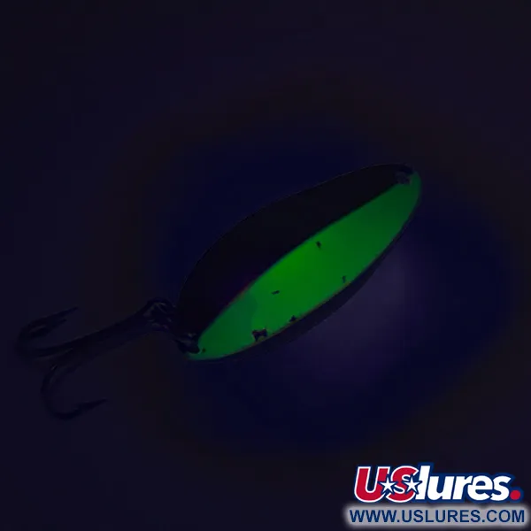 Vintage  Seneca Little Cleo (Hula Girl) UV, 1/3oz Nickel / Green fishing spoon #8324