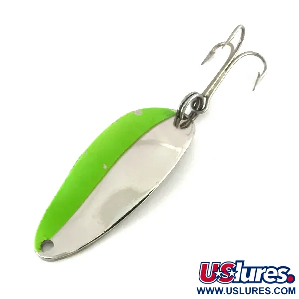 Vintage  Seneca Little Cleo (Hula Girl) UV, 1/3oz Nickel / Green fishing spoon #8324