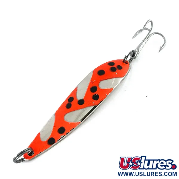 Vintage  Acme Fiord Spoon, 2/5oz Nickel / Red / Black fishing spoon #8363