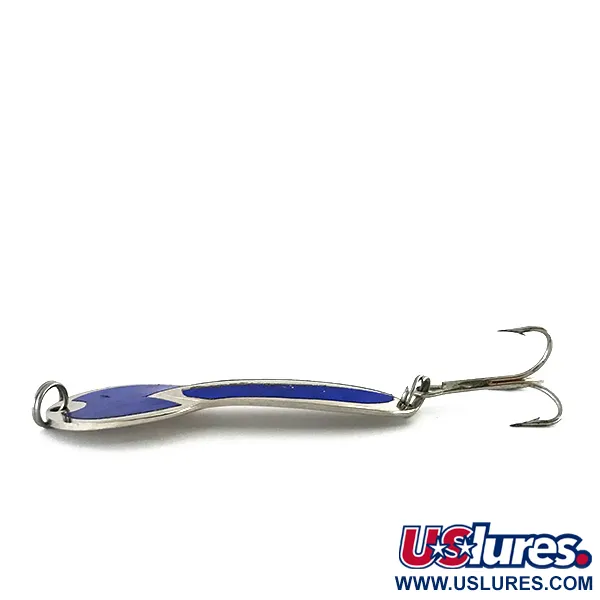 Vintage  Glen Evans Loco 3, 3/5oz Nickel / Blue fishing spoon #8367