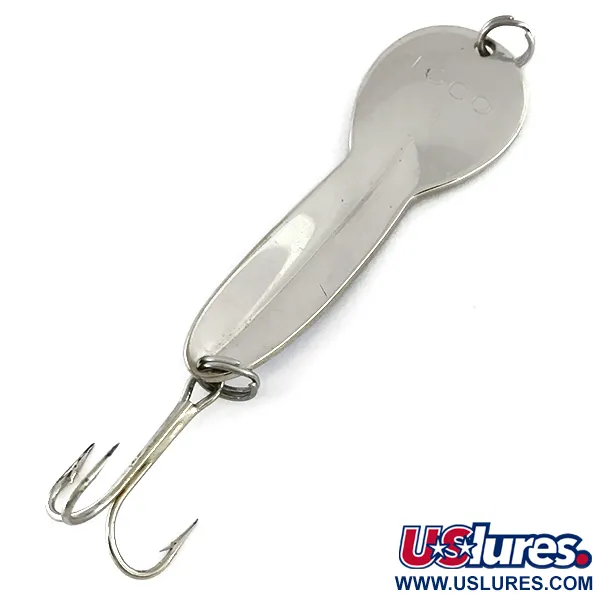 Vintage  Glen Evans Loco 3, 3/5oz Nickel / Blue fishing spoon #8367