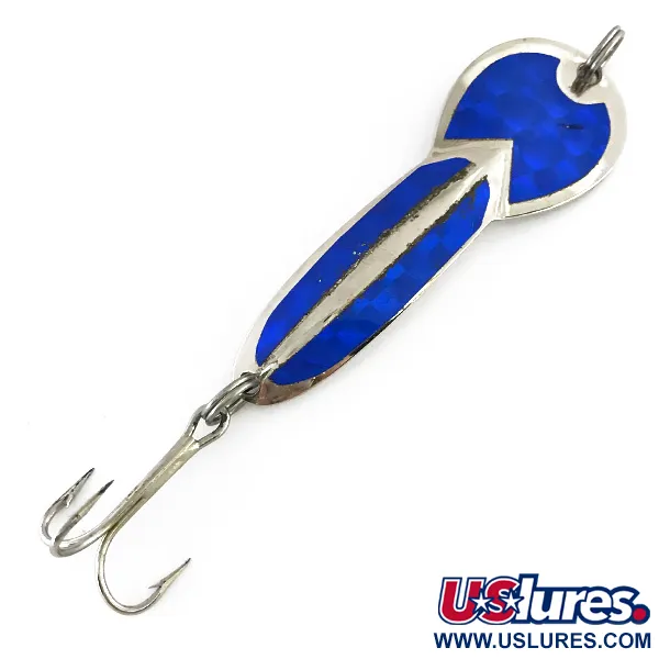 Vintage  Glen Evans Loco 3, 3/5oz Nickel / Blue fishing spoon #8367