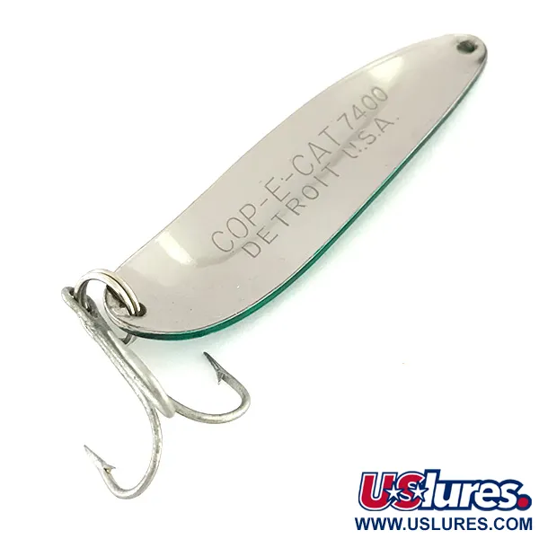 Vintage  Eppinger Dardevle Cop-E-Cat 7400, 1/2oz Nickel / Green fishing spoon #8392