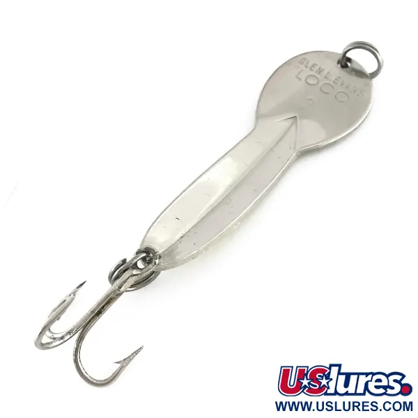 Vintage   Glen Evans Loco 3, 3/5oz Nickel / Gold fishing spoon #8400