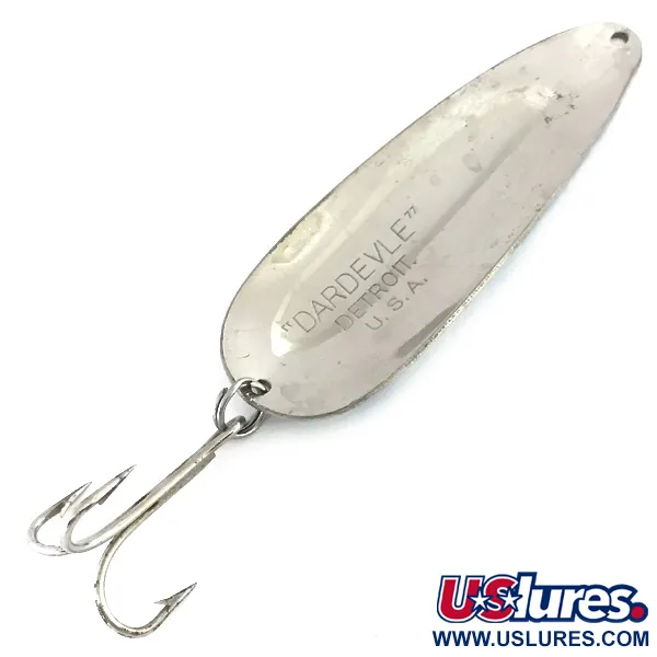 Vintage  Eppinger Dardevle, 1oz Nickel / Light Blue fishing spoon #8410