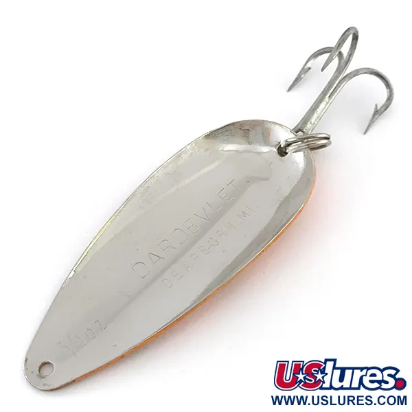 Vintage  Eppinger Dardevle Dardevlet , 3/4oz Orange / Green / Nickel fishing spoon #8412