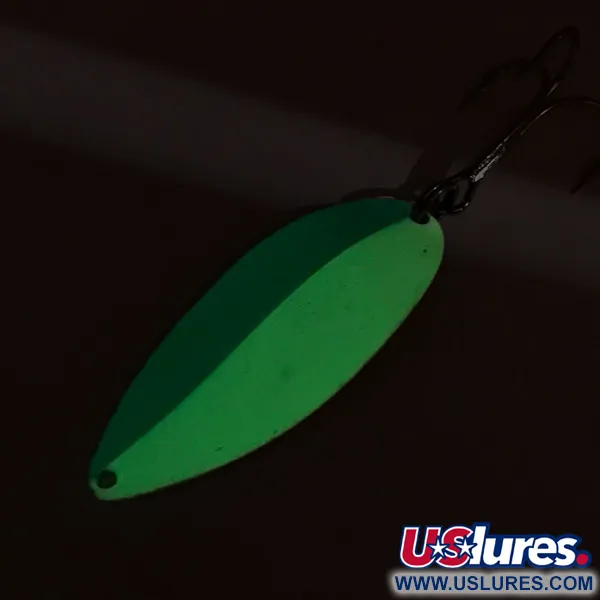 Vintage   Acme Little Cleo Glow, 3/4oz White / Blue / Nickel fishing spoon #8420