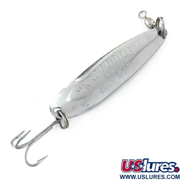 Vintage  Luhr Jensen Krocodile Die #4, 2/3oz Hammered Nickel fishing spoon #8426