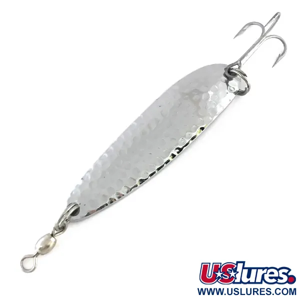 Vintage  Luhr Jensen Krocodile Die #4, 2/3oz Hammered Nickel fishing spoon #8426