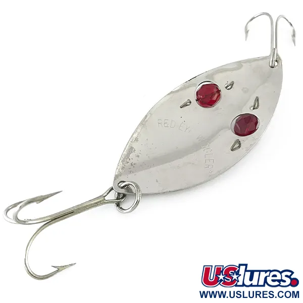 Vintage  Eppinger Red Eye Wiggler , 1oz Nickel / Red fishing spoon #8431