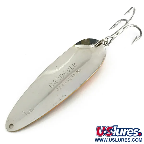 Vintage  Eppinger Dardevle, 1oz Orange / Green / Nickel fishing spoon #8432