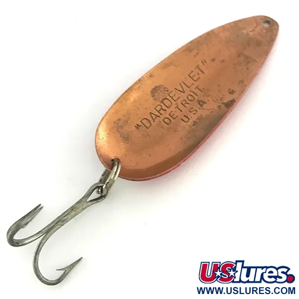 Vintage  Eppinger Dardevle Dardevlet , 3/4oz Red / White / Nickel fishing spoon #8433