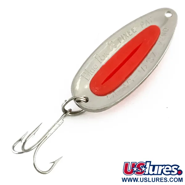 Vintage   Blue Fox Pixee UV, 1/2oz Hammered Nickel / Orange fishing spoon #8440