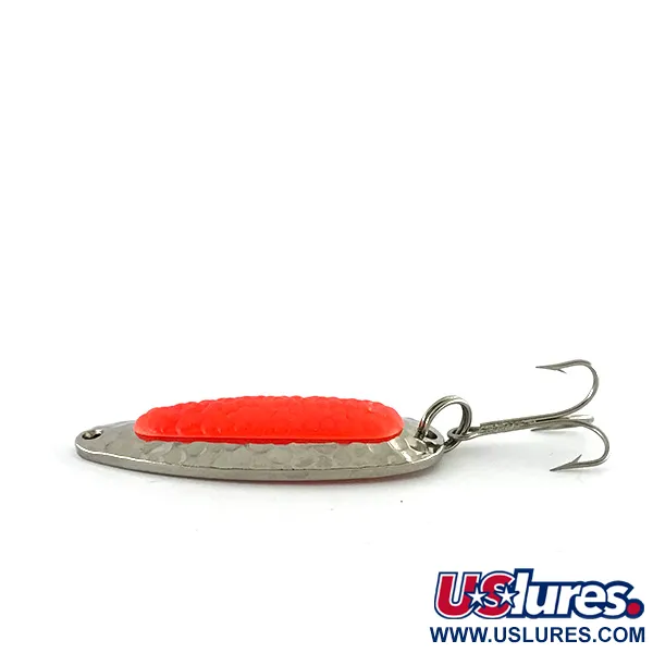 Vintage   Blue Fox Pixee UV, 1/2oz Hammered Nickel / Orange fishing spoon #8440