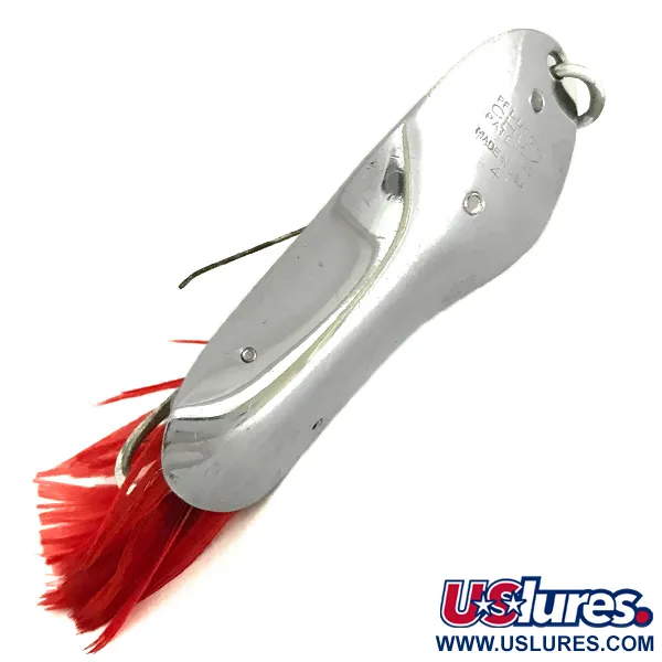 Vintage   Pflueger Chum 4, 2/3oz Nickel / Red fishing spoon #8488