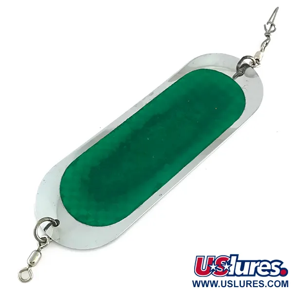 Vintage   Luhr Jensen Dodger, 1 1/3oz Nickel / Green fishing #8491
