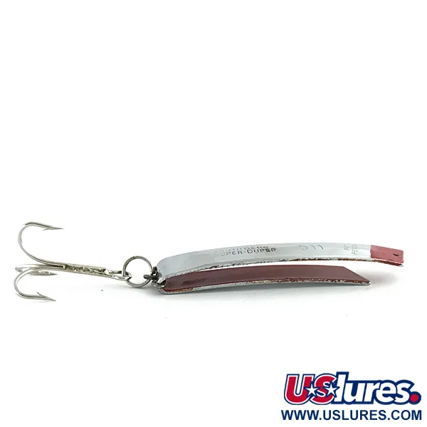 Vintage  South Bend Super Duper 511, 1/2oz Nickel / Red fishing spoon #8494