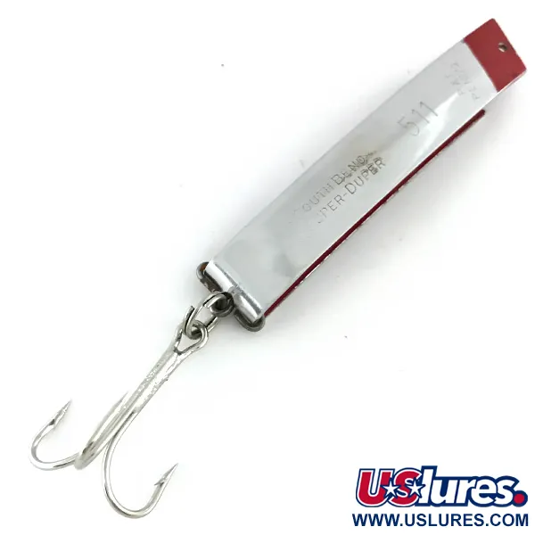 Vintage  South Bend Super Duper 511, 1/2oz Nickel / Red fishing spoon #8494