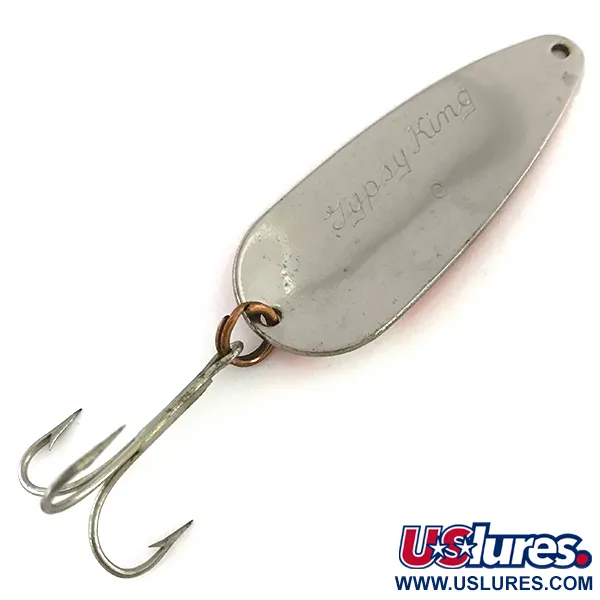 Vintage  Weller Gypsy King 0, 2/5oz Red / White / Nickel fishing spoon #8509