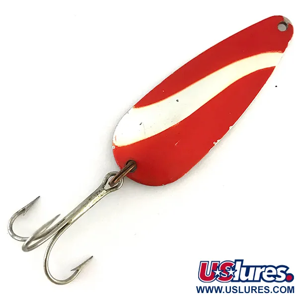 Vintage  Weller Gypsy King 0, 2/5oz Red / White / Nickel fishing spoon #8509