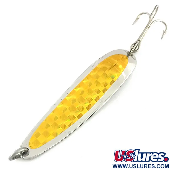 Vintage  Luhr Jensen Krocodile Die #4, 1/2oz Nickel / Gold fishing spoon #8533