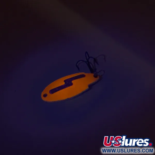 Vintage   Acme Thunderbolt UV, 1/8oz Fluorescent Orange / Nickel fishing spoon #8549