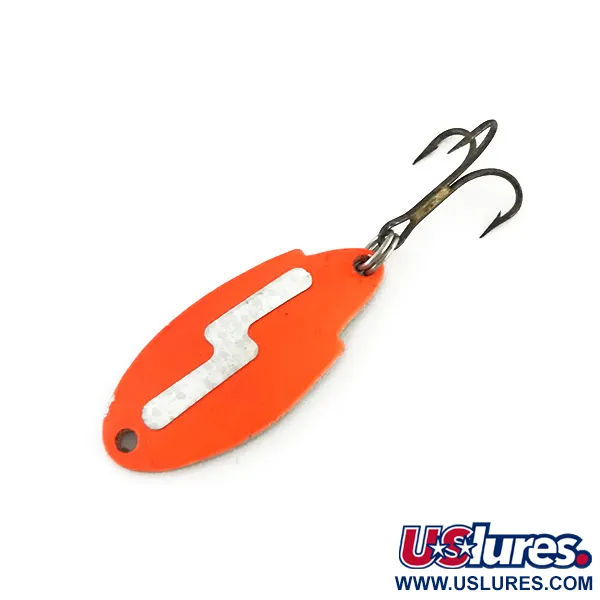 Vintage   Acme Thunderbolt UV, 1/8oz Fluorescent Orange / Nickel fishing spoon #8549