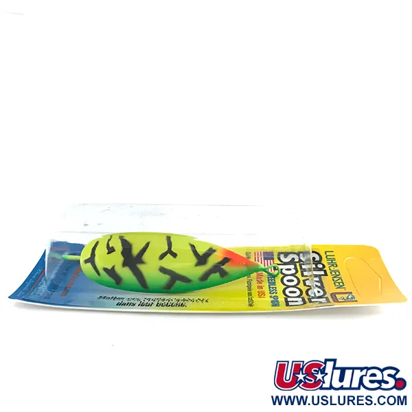 Luhr Jensen Weedless Silver Spoon UV, 3/4oz Fire Tiger UV Glow in UV light, Fluorescent fishing spoon #8552