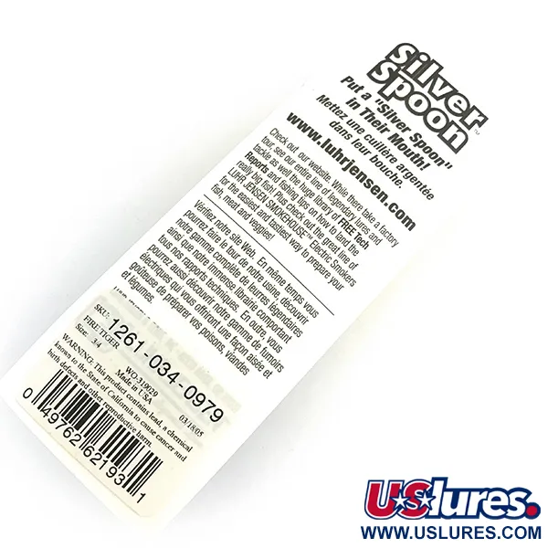  Luhr Jensen Weedless Silver Spoon UV, 3/4oz Fire Tiger UV Glow in UV light, Fluorescent fishing spoon #8552