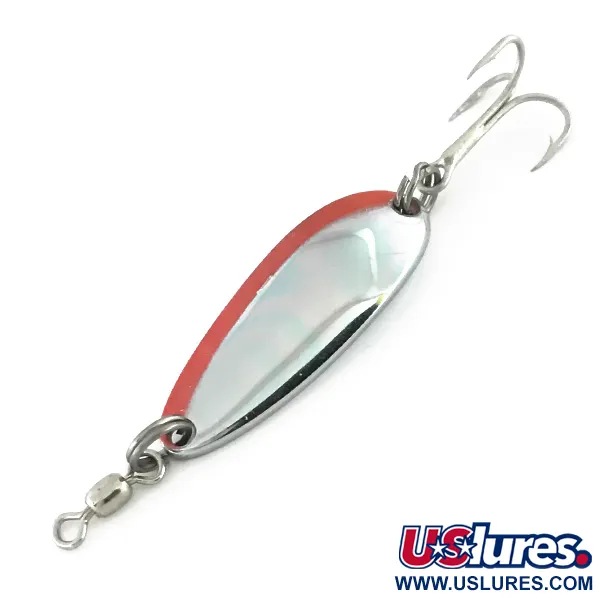 Vintage  Luhr Jensen Krocodile UV, 1/3oz Nickel / Red fishing spoon #8563