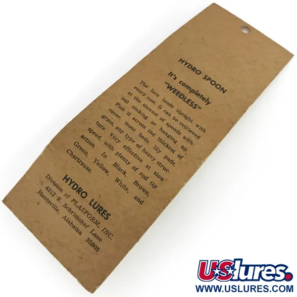  Hydro Lures Weedless Hydro Spoon, 1/2oz White / Green / Red fishing lure #9259